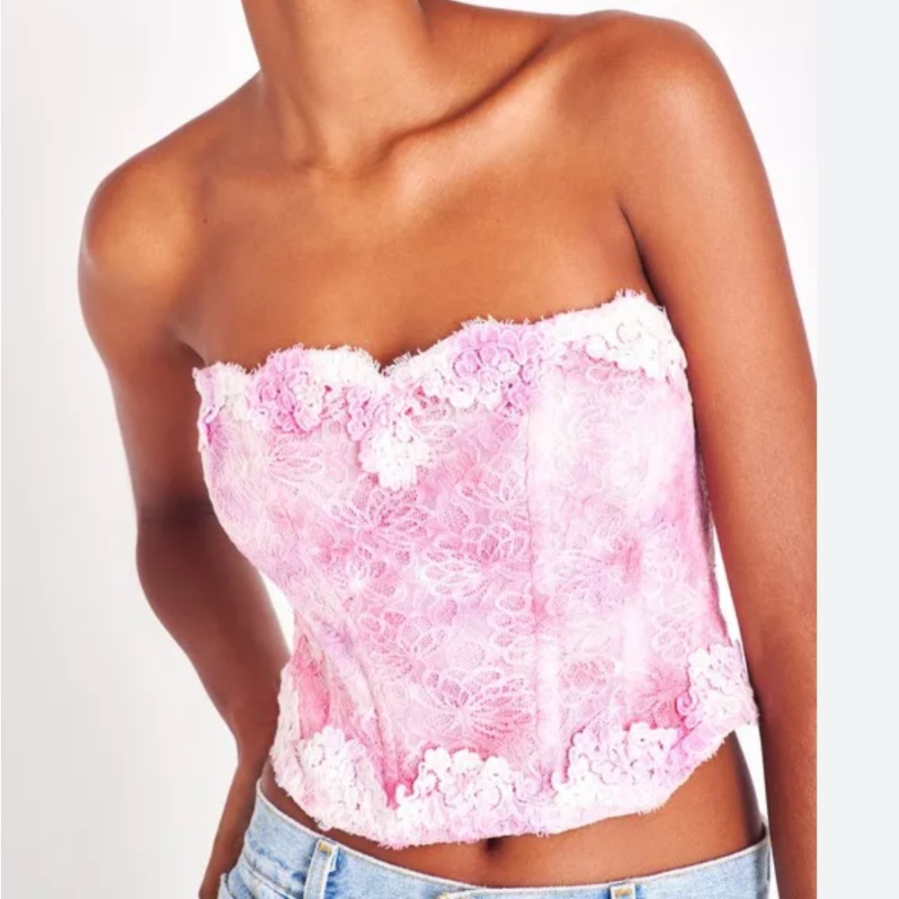NWT Loveshack Fancy Arno bustier hot pink dye top sizes 4, 8 , 10